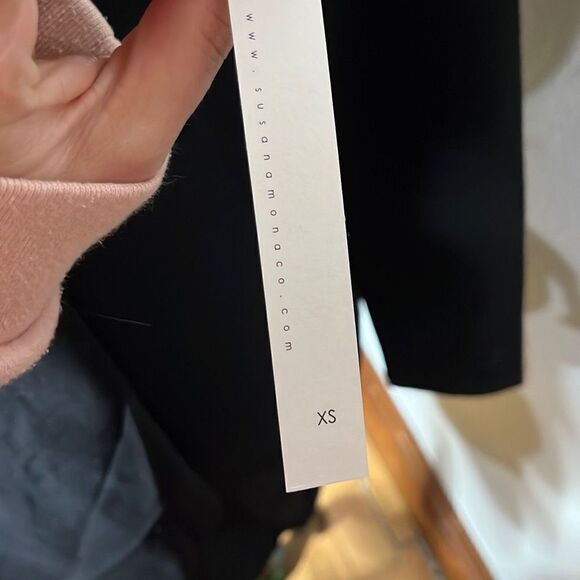 NWT Susana Monaco Witchy Asymmetrical Hemline Long Sleeves Women's Black Dress S - Picture 10 of 11